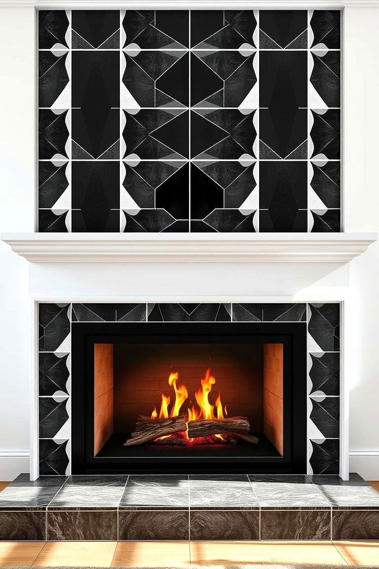 Geometric Tile Design for a Contemporary Twist - 25 Fireplace Wall Ideas