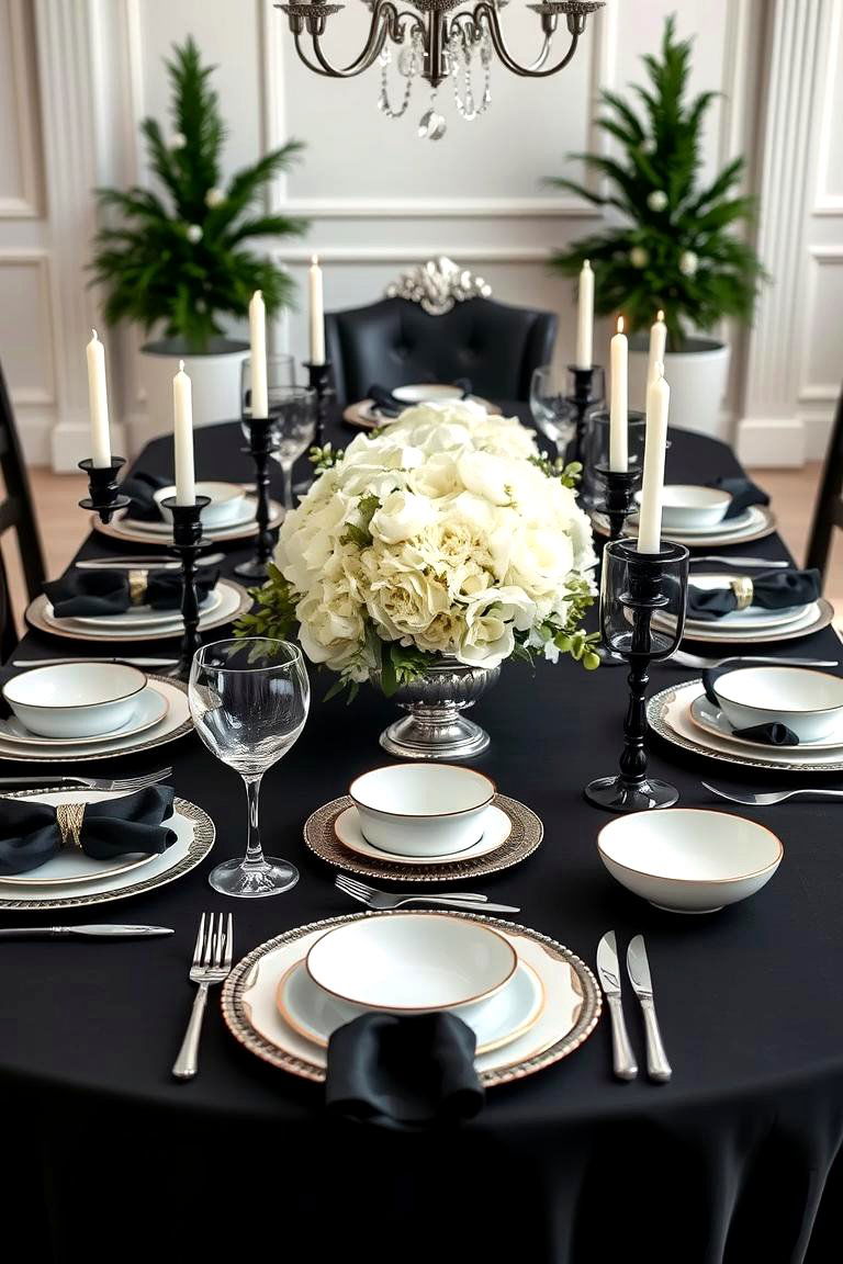 Glamorous Black and White - 25 Thanksgiving Table Settings