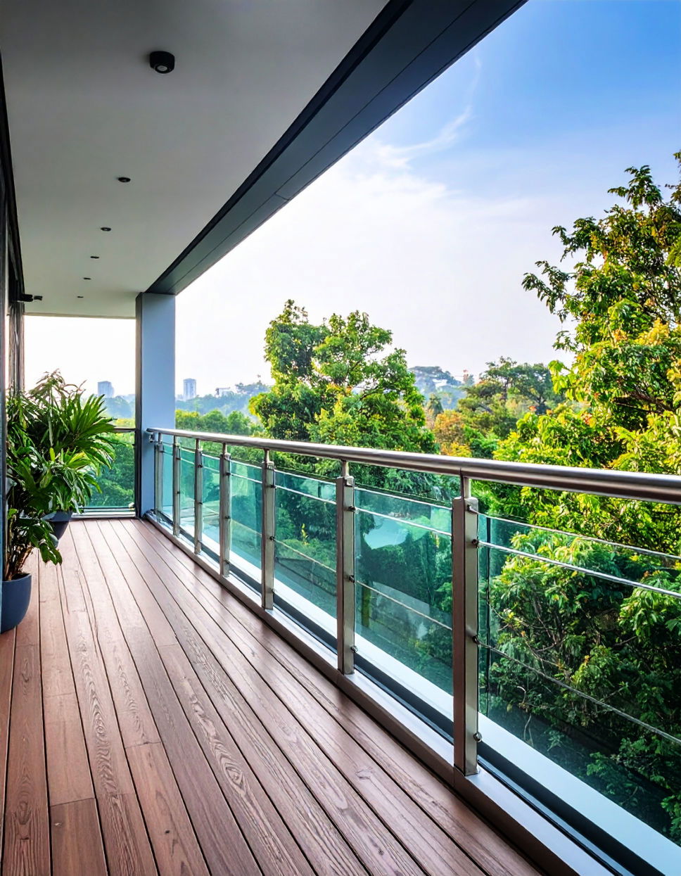 Glass Balcony with Stainless Steel Railing idea