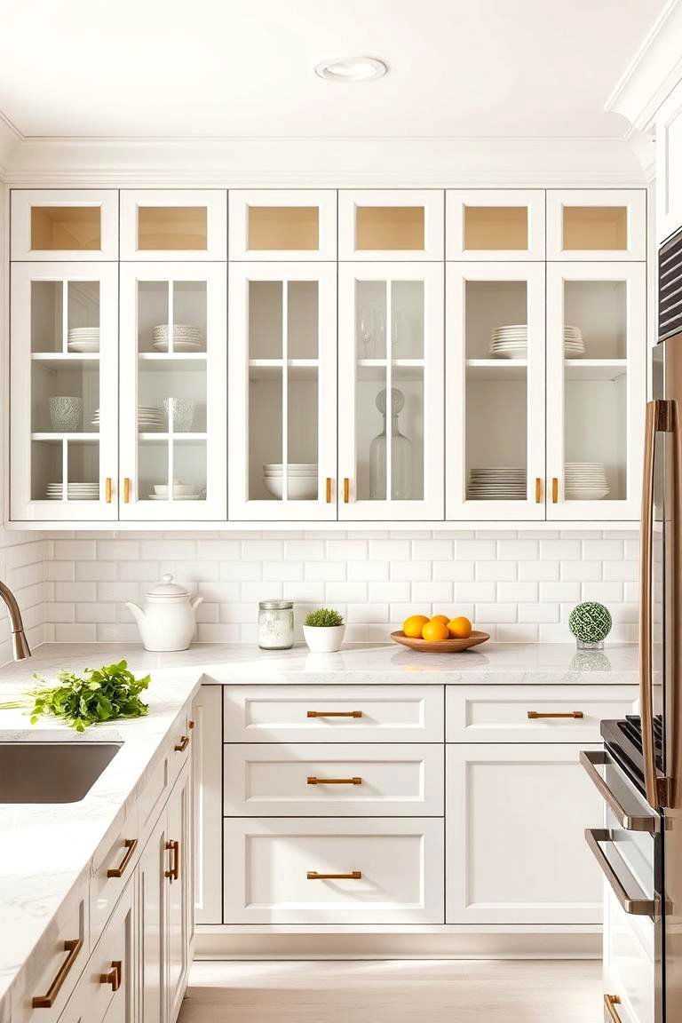 Glass Cabinet Doors for Light and Elegance - 25 Transitional Kitchen Ideas
