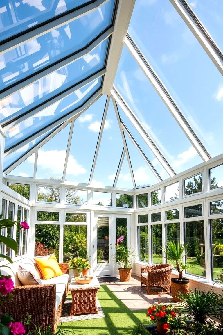 Glass Ceiling for Natural Light - 25 Farmhouse Sunroom Ideas