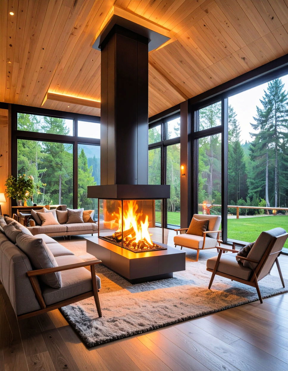 Glass Enclosed Fireplace