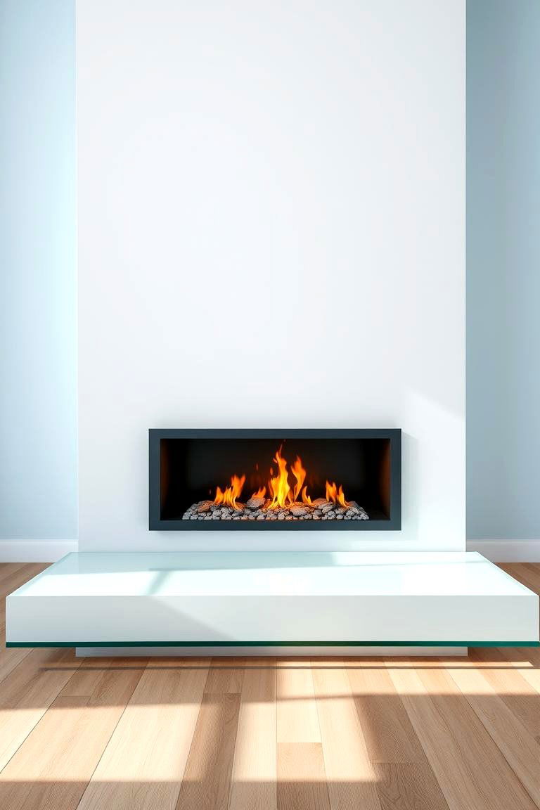 Glass Hearth for a Sleek Modern Look - 25 Fireplace Hearth Ideas