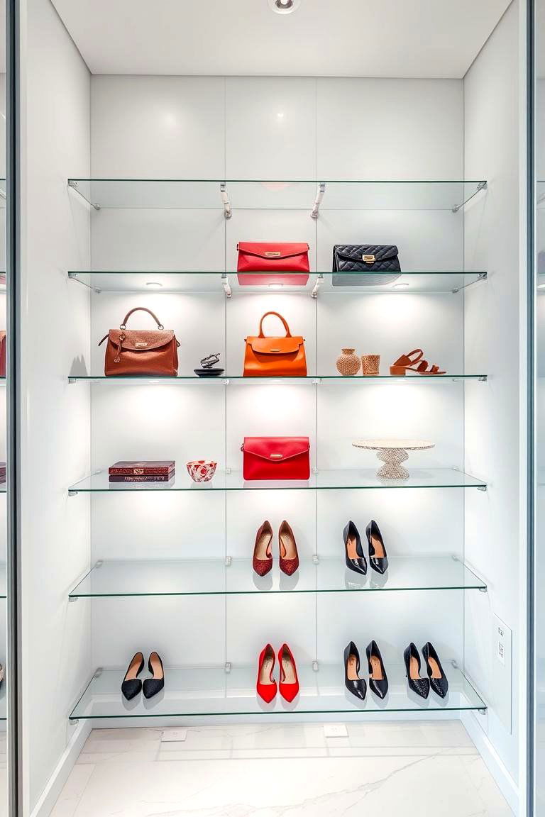 Glass Shelving for a Modern Look - 25 Closet Shelving Ideas