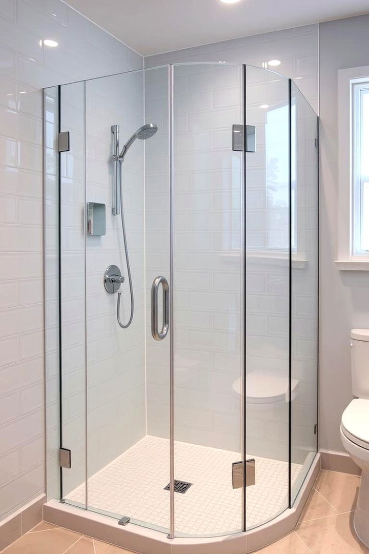 Glass Tiles for a Reflective Clean Look - 25 Walk-in Shower Tile Ideas