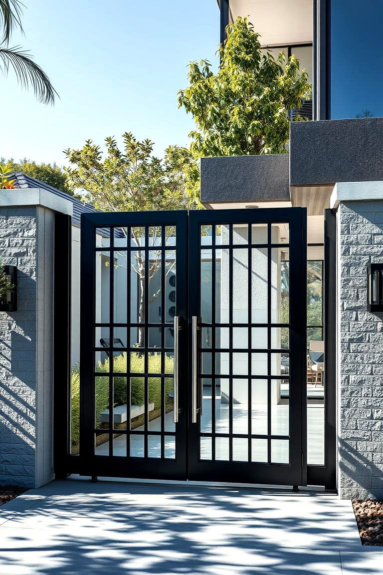 Glass and Metal Hybrid Gates - 25 Front Gate Ideas