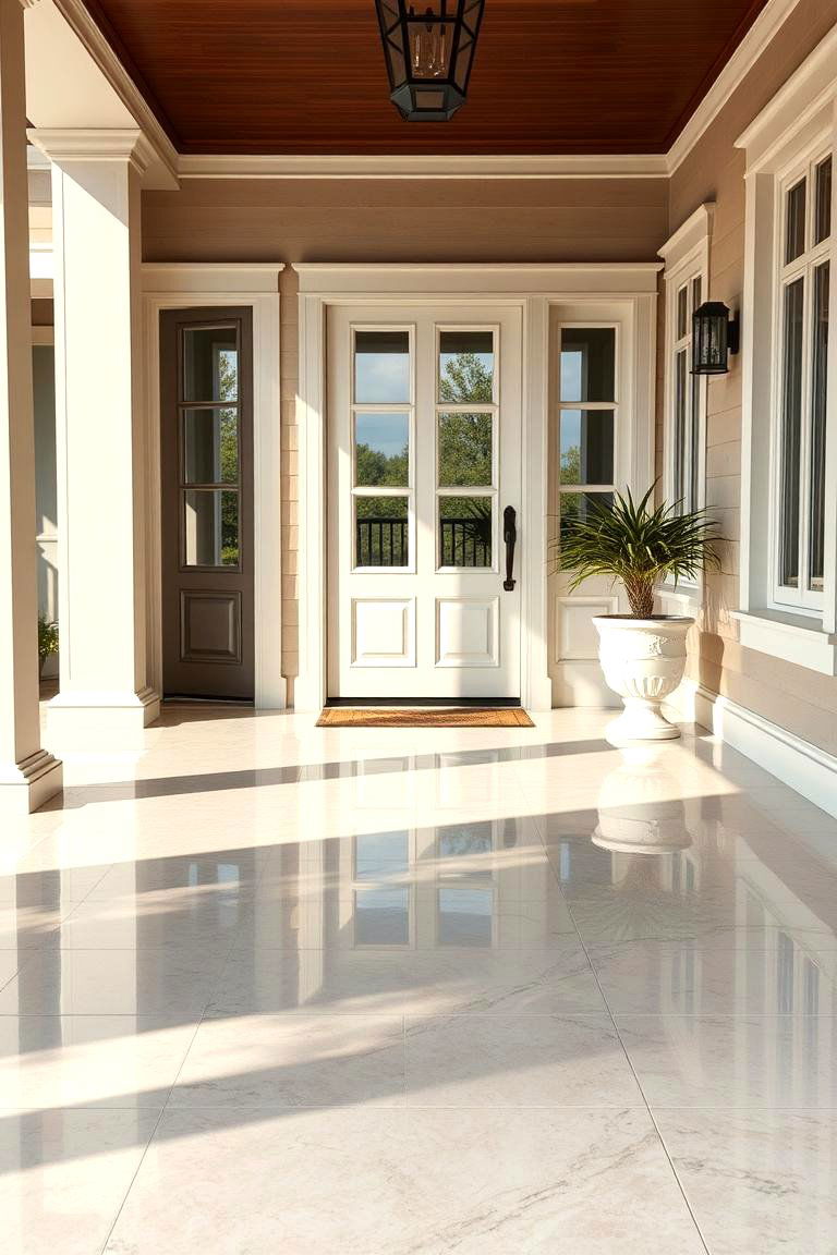 Glossy Porcelain Tiles for a Sleek Polished Look - 25 Front Porch Tile Ideas
