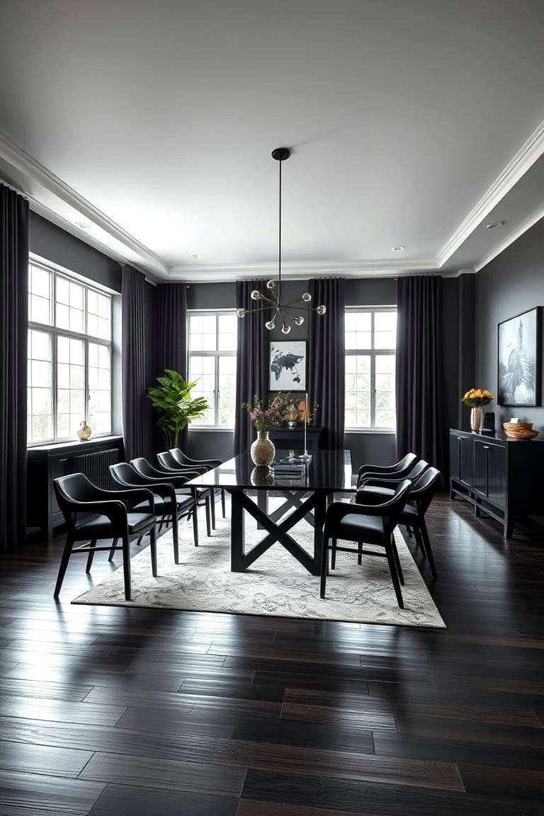 Go Bold with Black Furniture - 25 dark wood floor dining room ideas