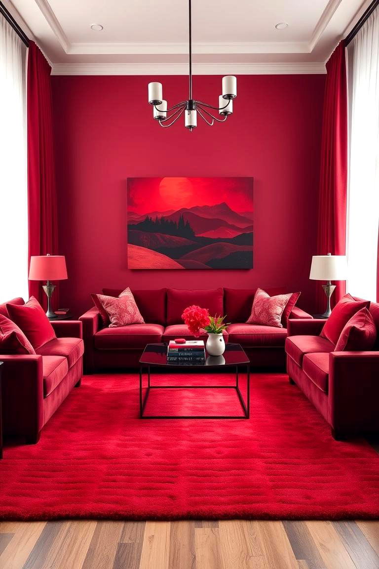 Go Monochromatic with Burgundy - 25 Burgundy Sofa Living Room Ideas