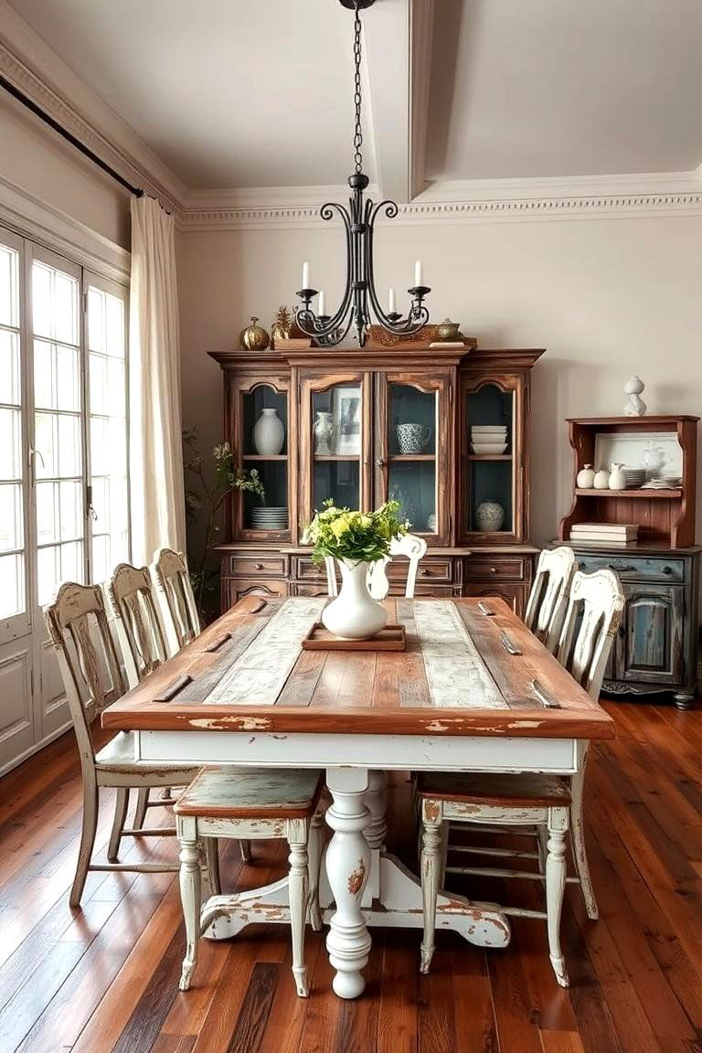 Go for Weathered Finishes - 25 French Country Dining Room Ideas