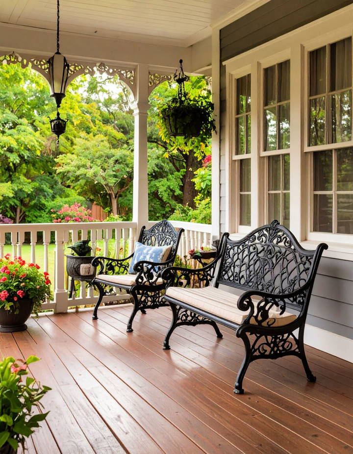 Go for Wrought Iron Furniture Victorian Porch Ideas