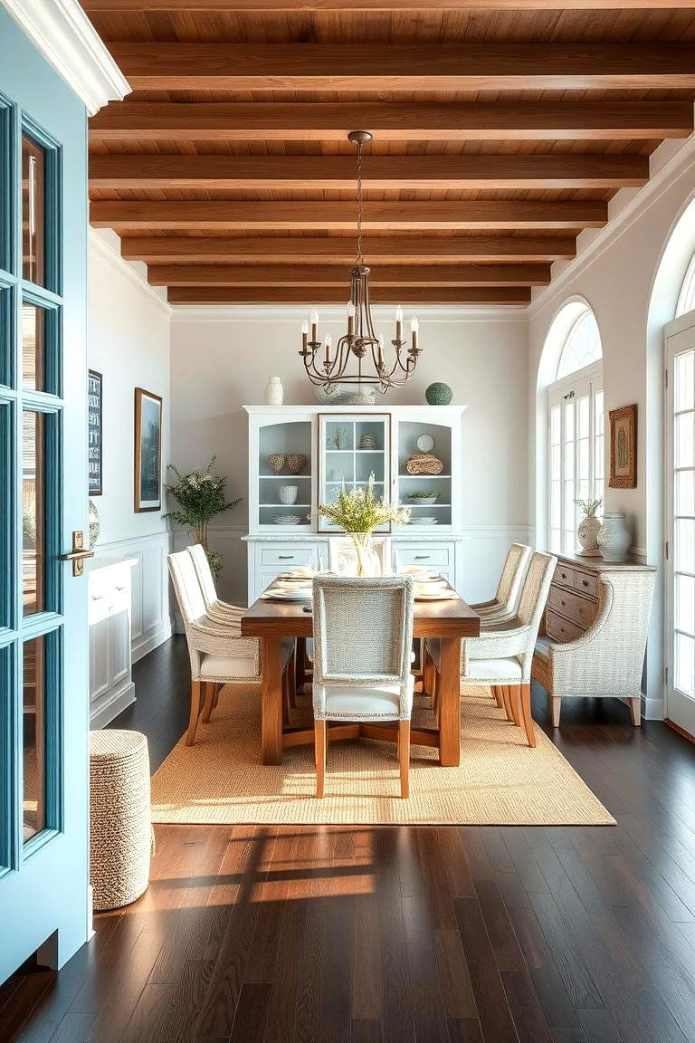 Go for a Coastal Inspired Look - 25 dark wood floor dining room ideas