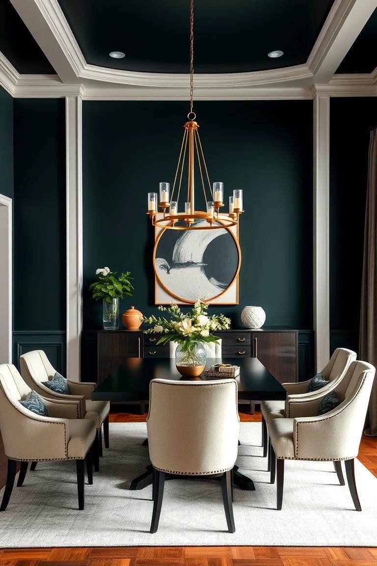 Go for a Dark Accent Wall - 25 Transitional Dining Room Ideas