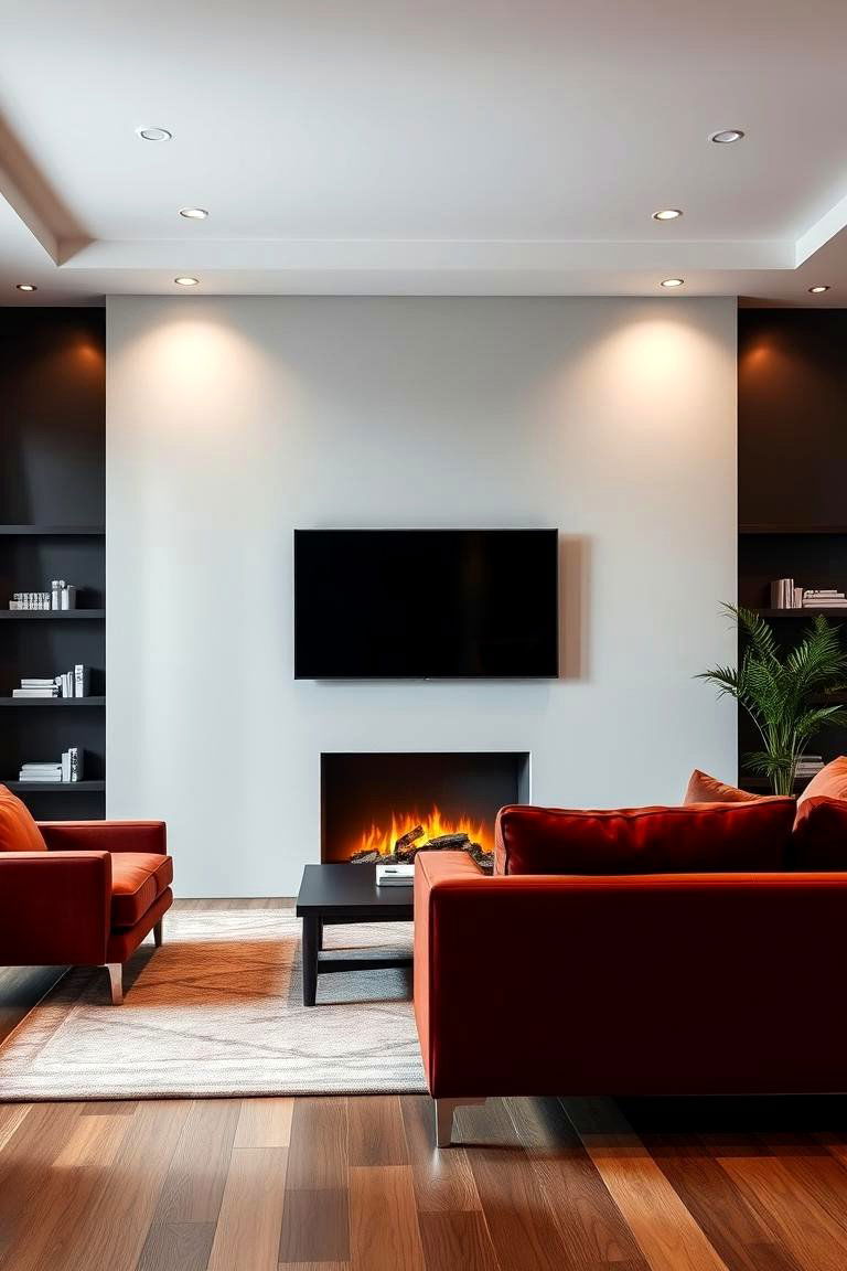 Go for a Dark TV Frame to Contrast the Fireplace - 25 Tv Over Fireplace Ideas