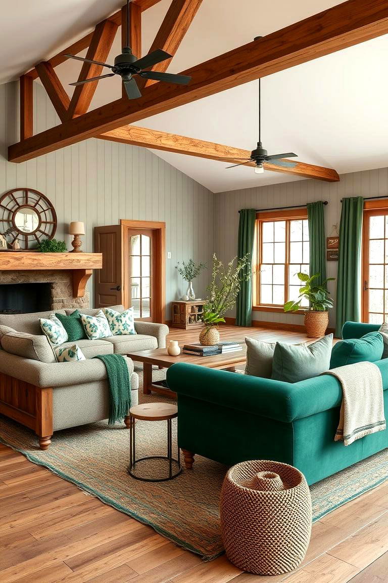 Go for a Farmhouse Style - 25 Forest Green Living Room Ideas