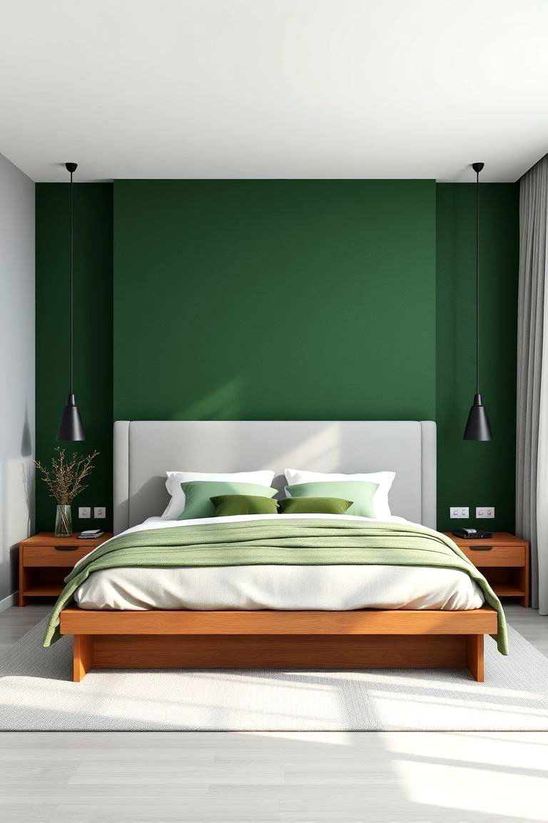 Go for a Forest Green Feature Wall - 25 Forest Green Bedroom Ideas