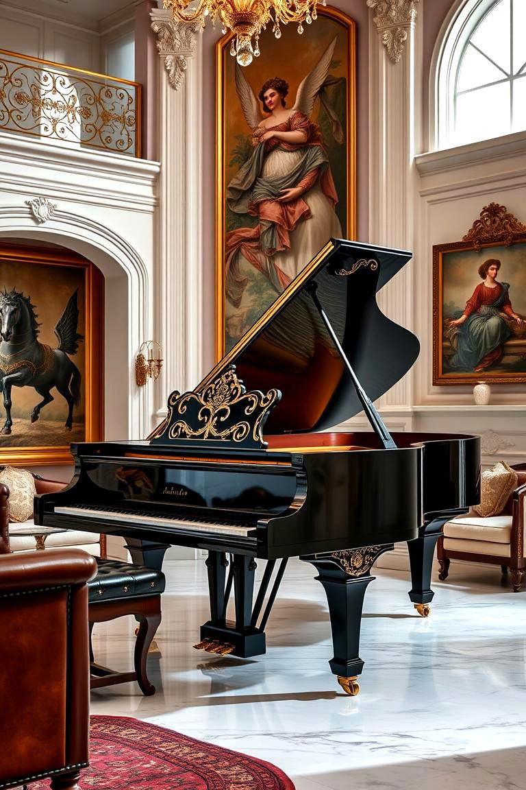 Grand Piano as a Cultural Touch - 25 Mansion Living Room Ideas