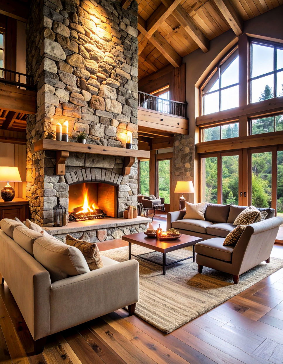 Grand Stone Fireplace for Rustic Charm Two story Fireplace Ideas