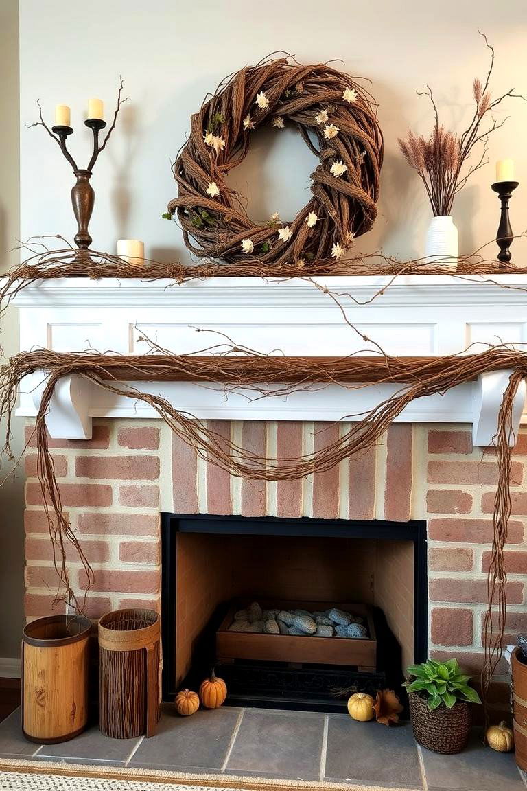 Grapevine Garland for Rustic Charm - 25 Mantel Garland Ideas