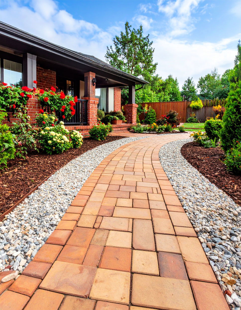 Gravel and Brick Combo for Contrast and Variety