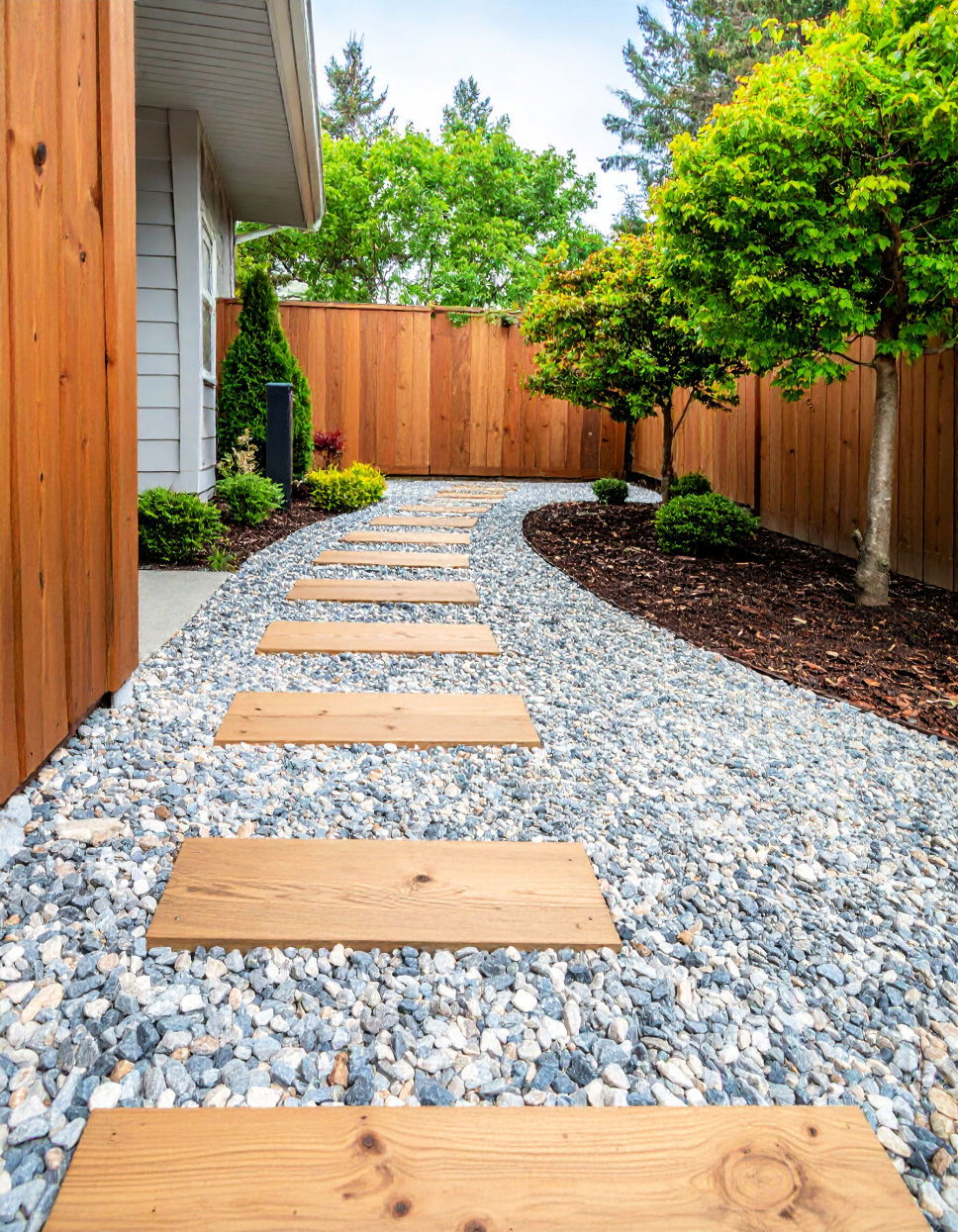 Gravel and Wood Combo for a Relaxed Natural Aesthetic