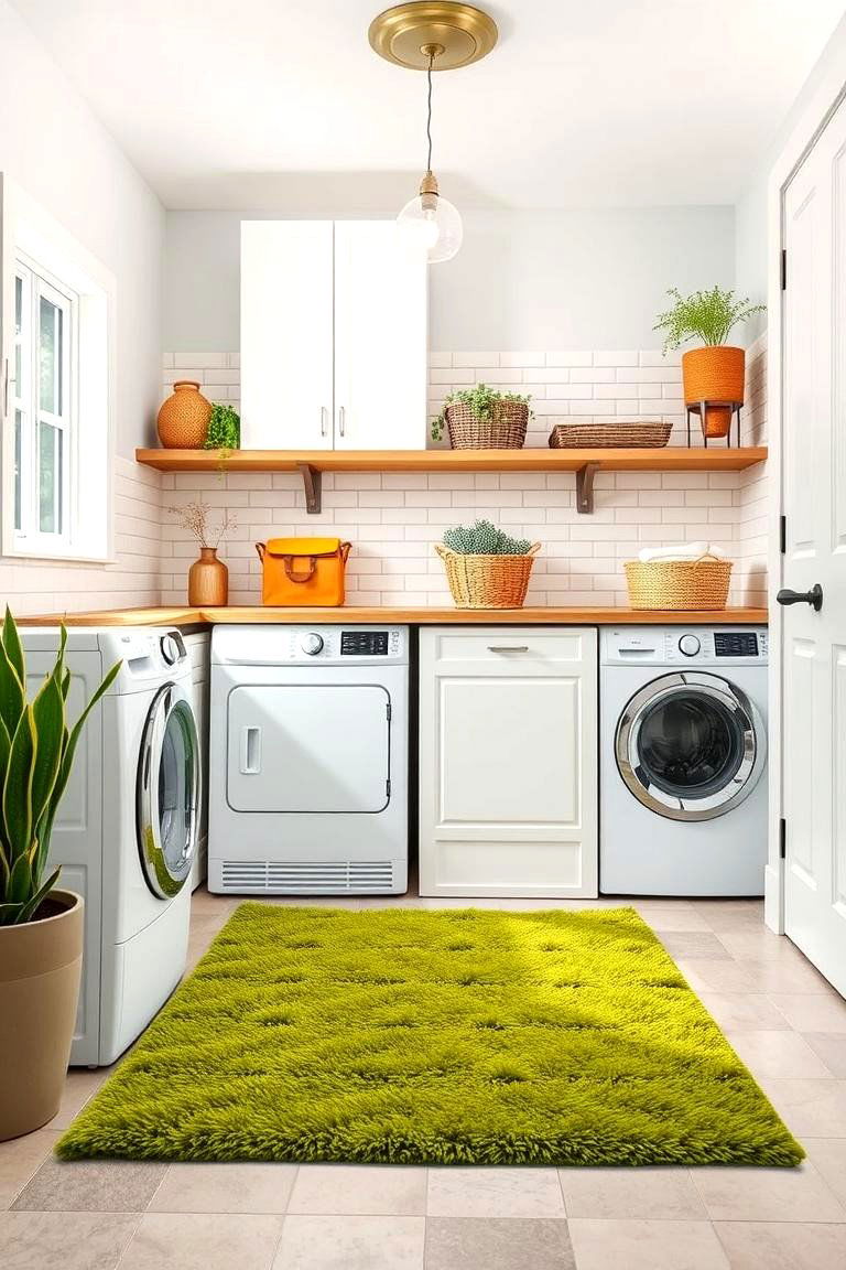 Green Laundry Room Rug for Added Comfort - 25 Green Laundry Room Ideas