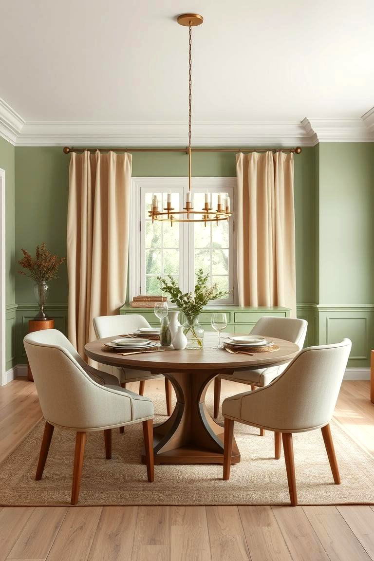 Green and Beige for a Soft Neutral Color Palette - 25 Green Dining Room Ideas