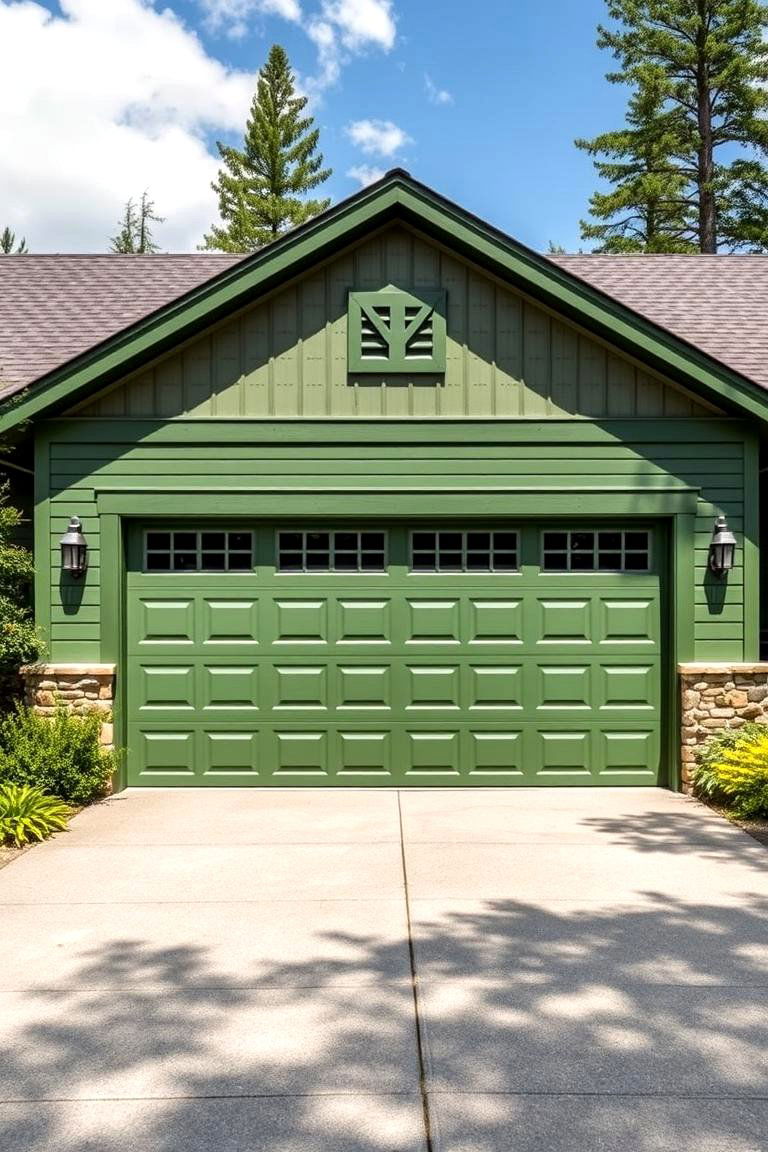 Green for a Harmonious Nature Inspired Look - 25 Garage Door Paint Ideas