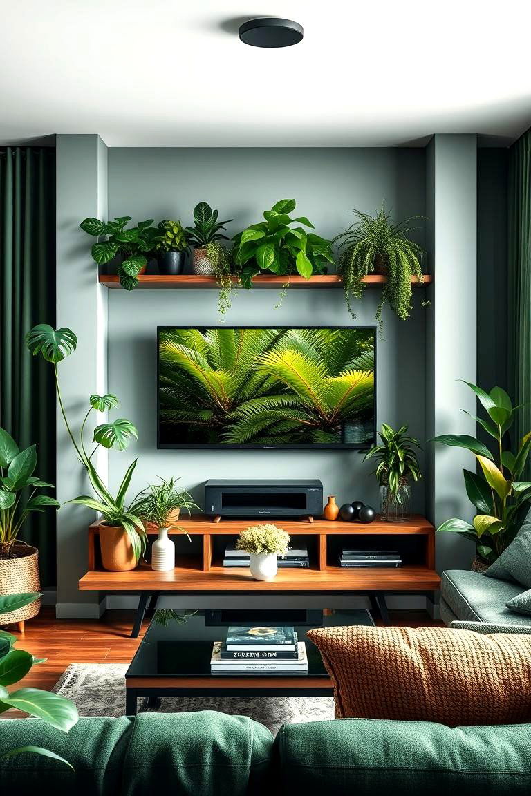 Greenery for a Fresh Touch - 25 Tv Room Ideas