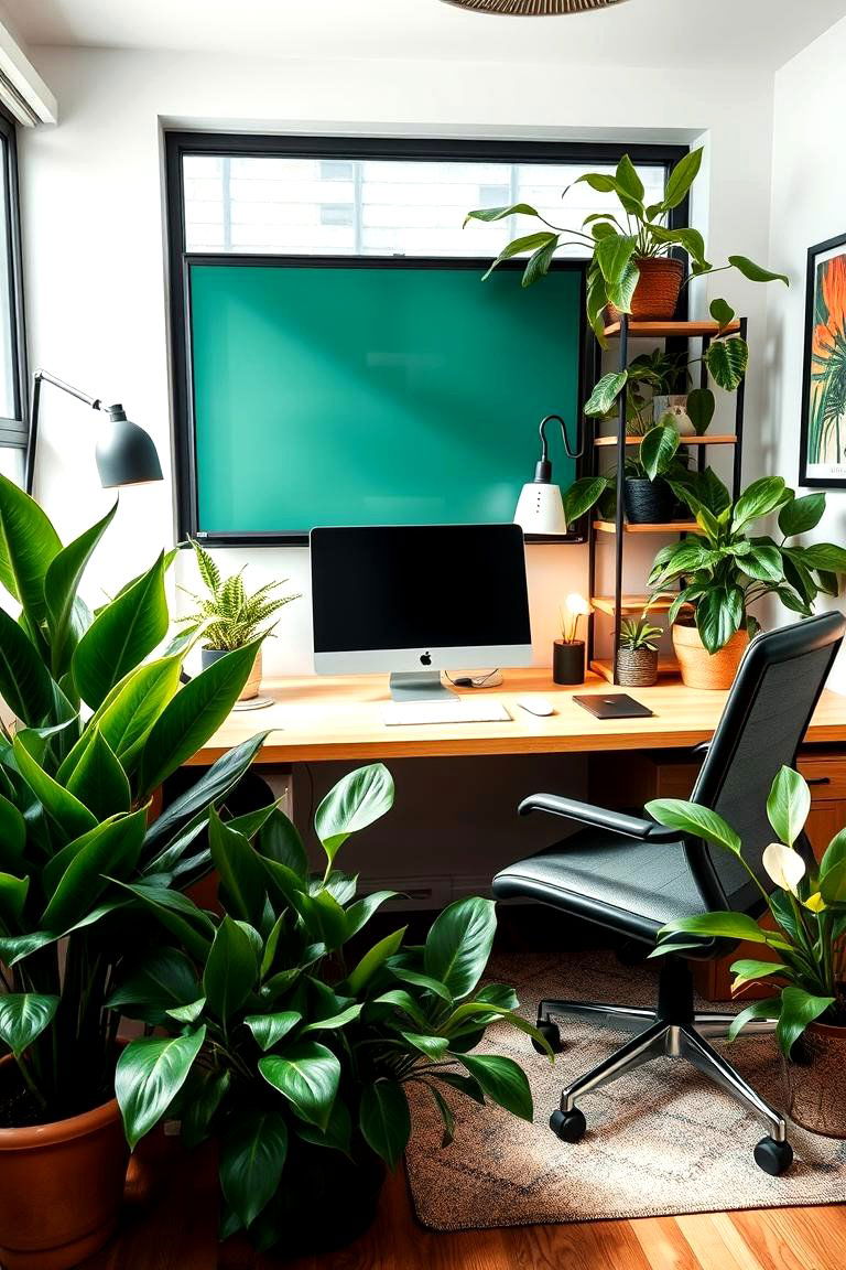 Greenery for a Refreshing Ambiance - 25 Man Cave Office Ideas