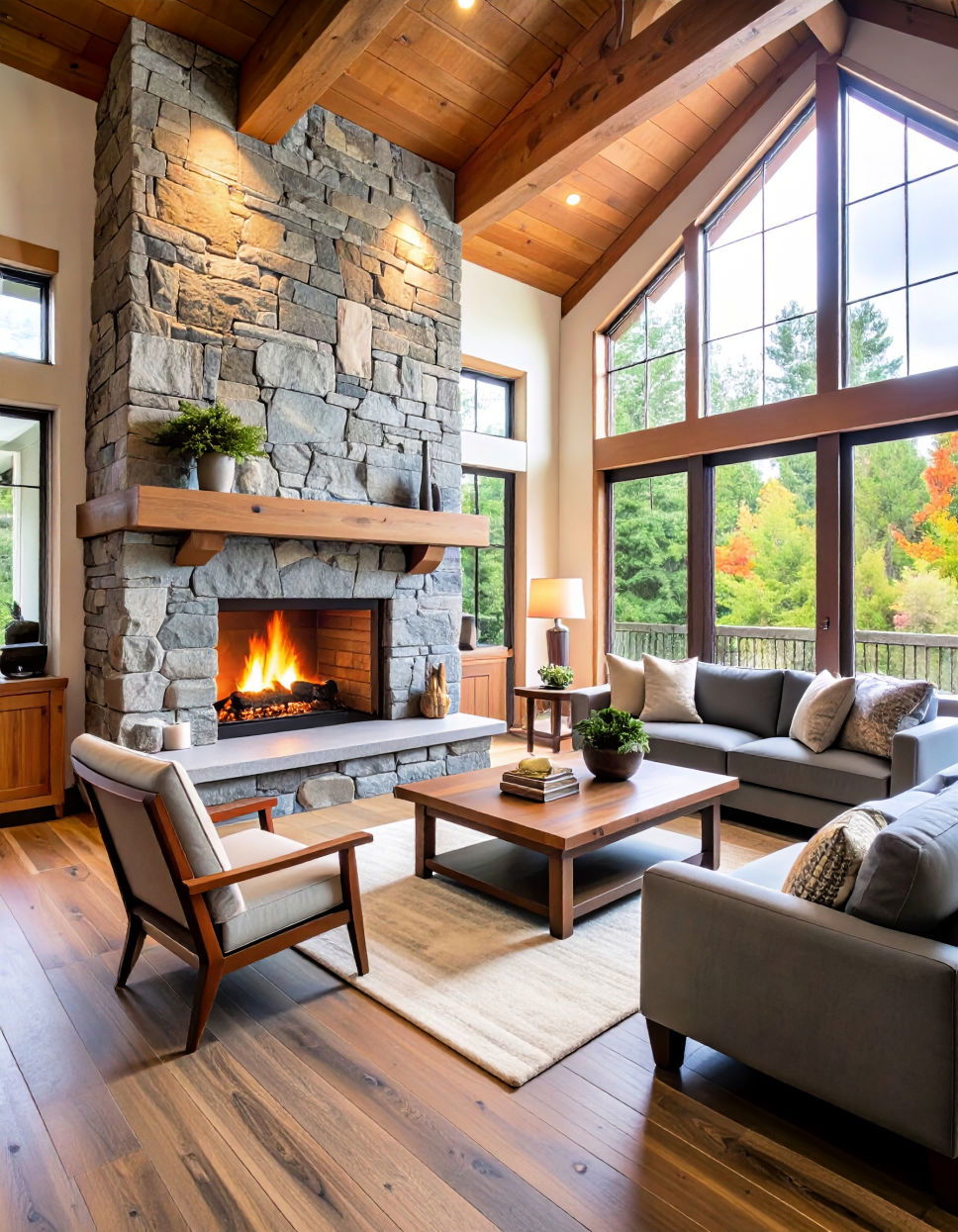 Grey Slate floor to ceiling Fireplace
