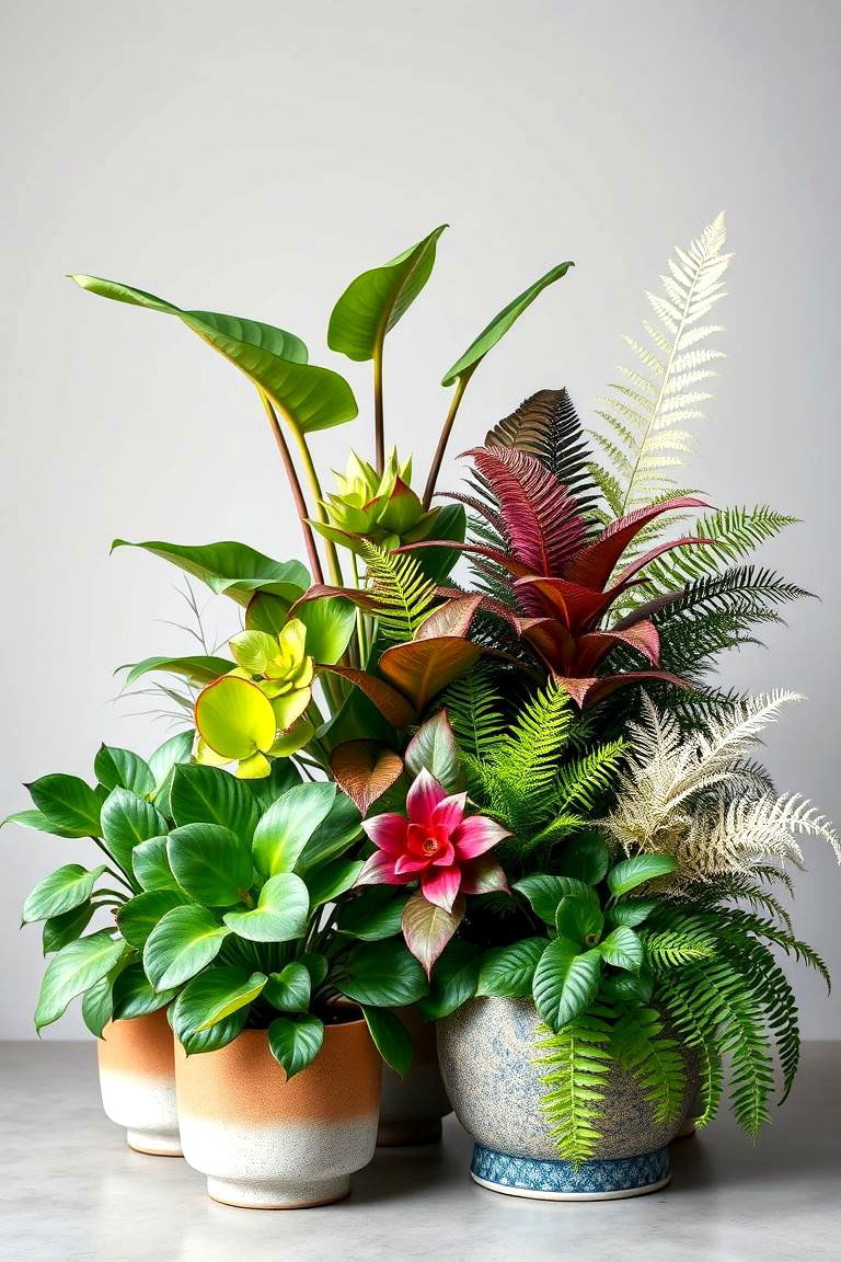Grouping Plants by Foliage Shape - 25 Potted Plant Arrangement Ideas