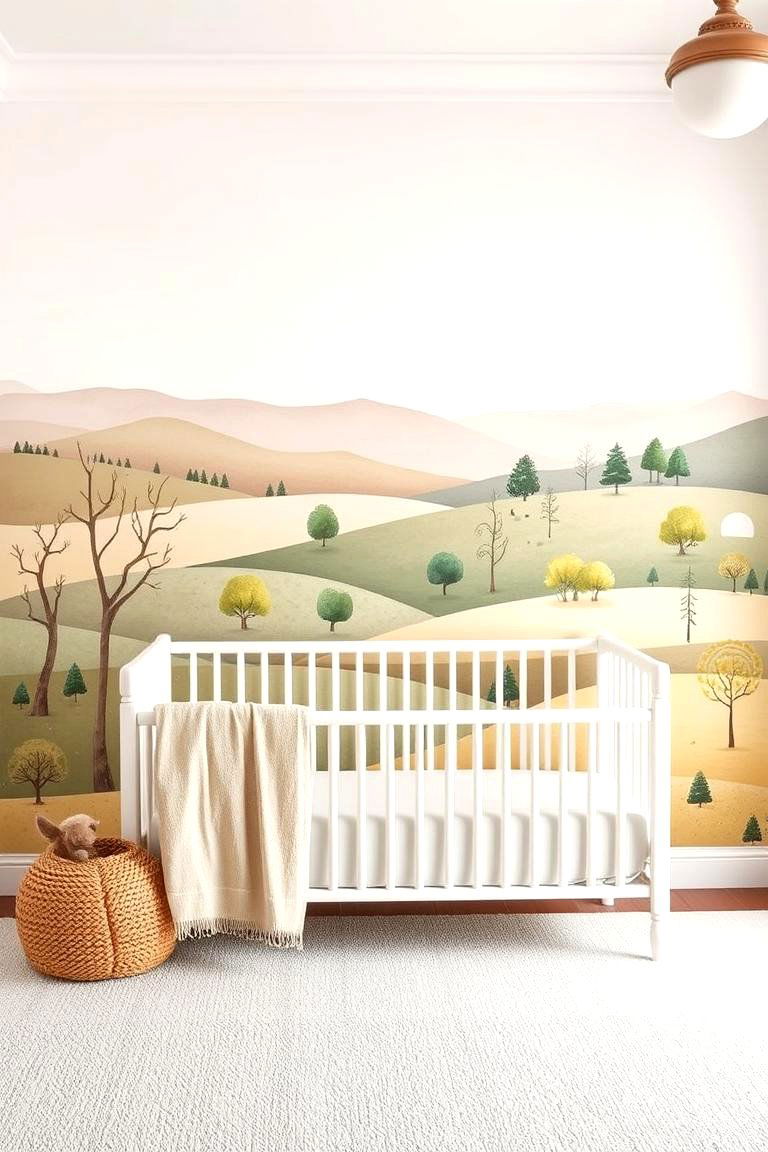 Hand Painted Nursery Mural - 25 Farmhouse Nursery Ideas