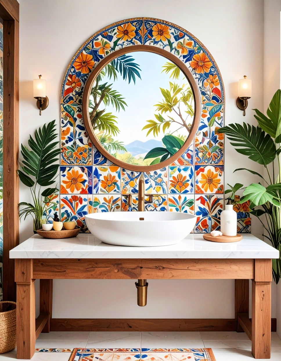 Hand Painted Tiles for Backsplash Tuscan Bathroom Ideas