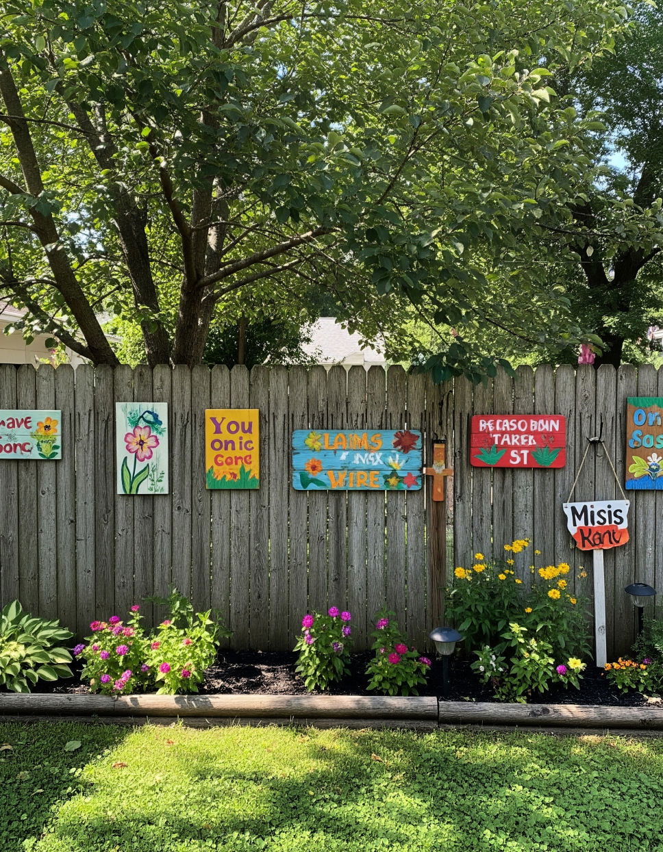 Hand painted Wooden Signs Fence Art