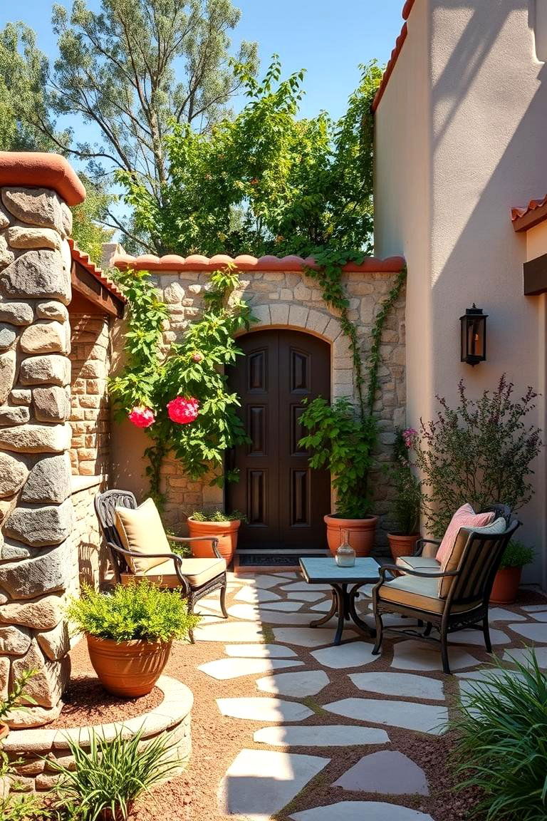 Handcrafted Stone Walls for Texture and Privacy - 25 front yard spanish style landscaping ideas