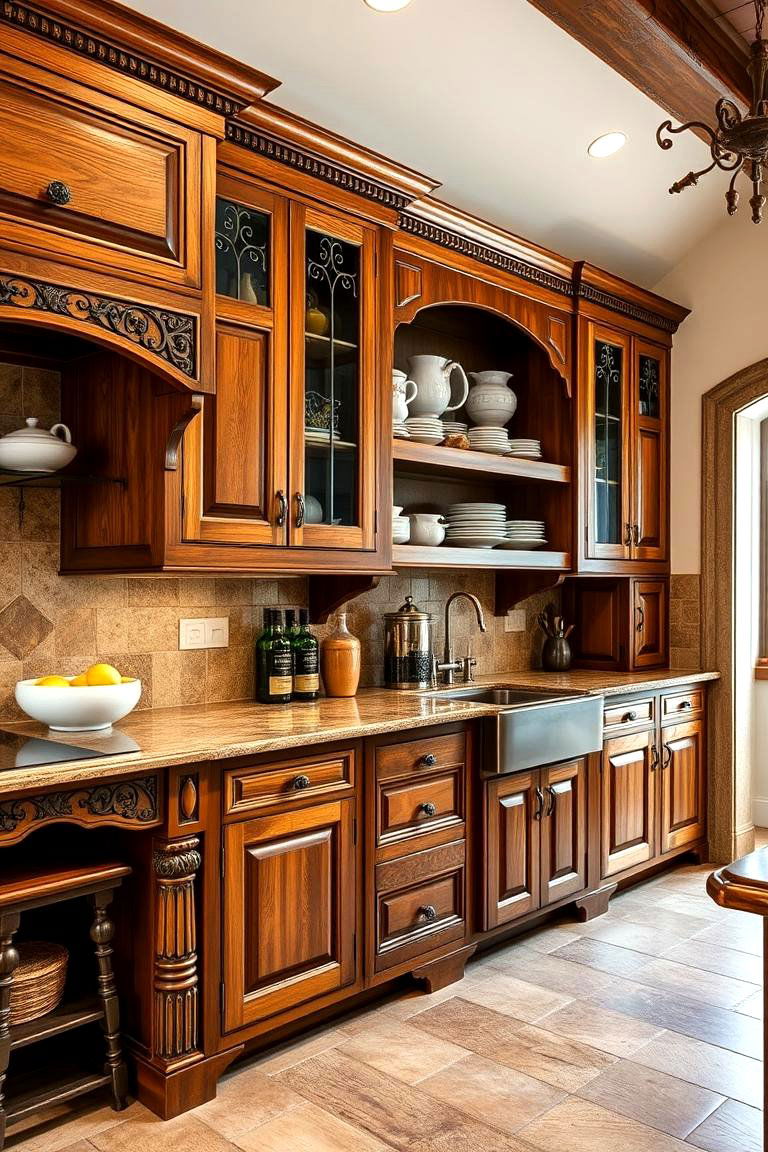 Handcrafted Wooden Cabinetry - 25 Tuscan Kitchen Design Ideas