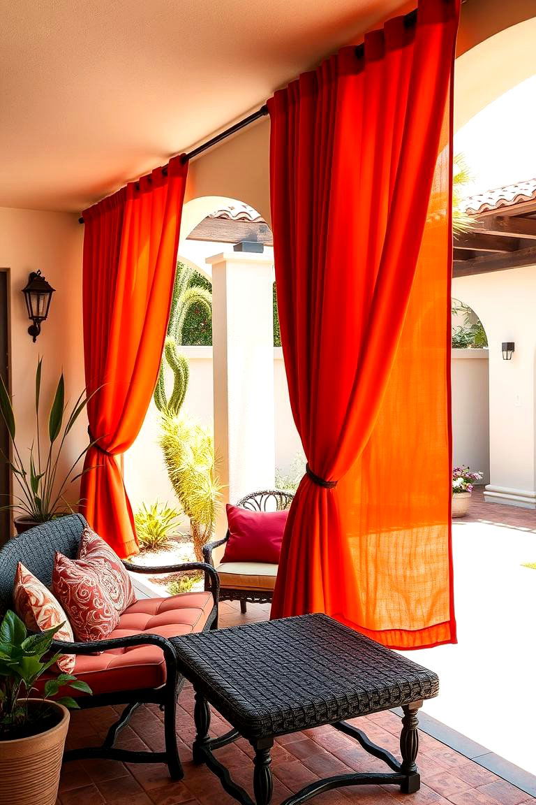 Hang Colorful Outdoor Curtains - 25 spanish style patio ideas