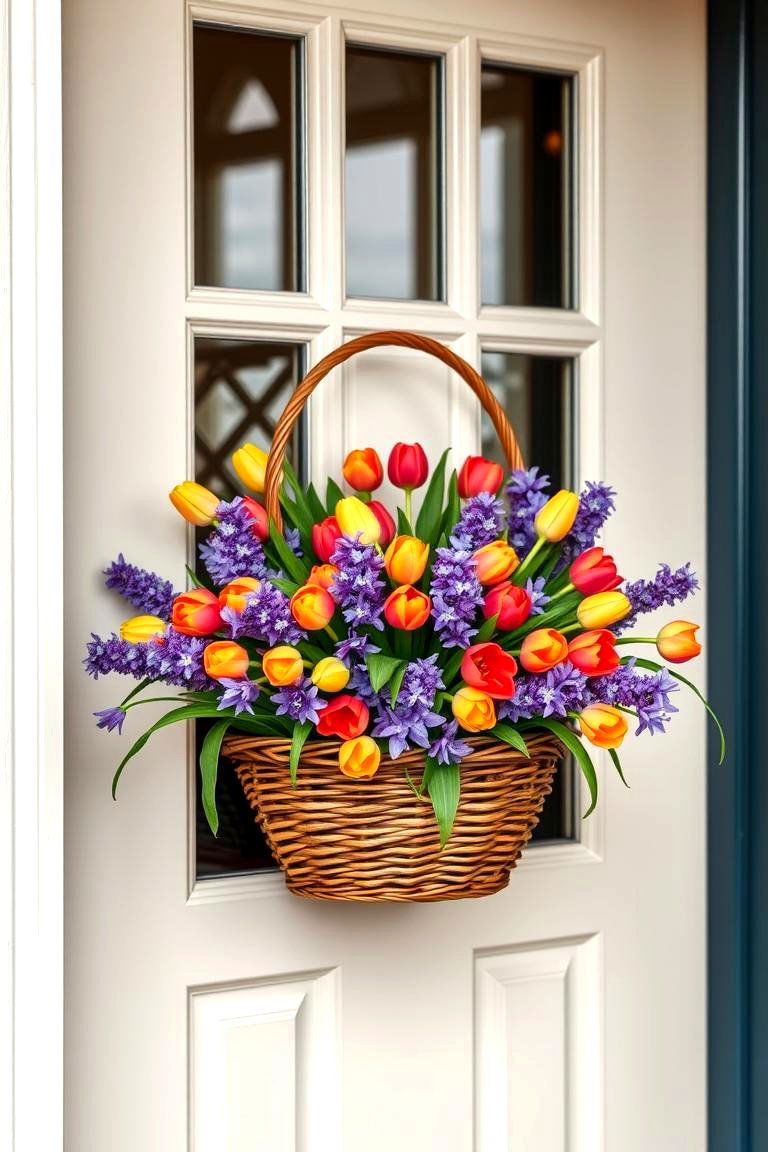 Hang a Basket with Blooms - 25 Spring Front Door Decor Ideas