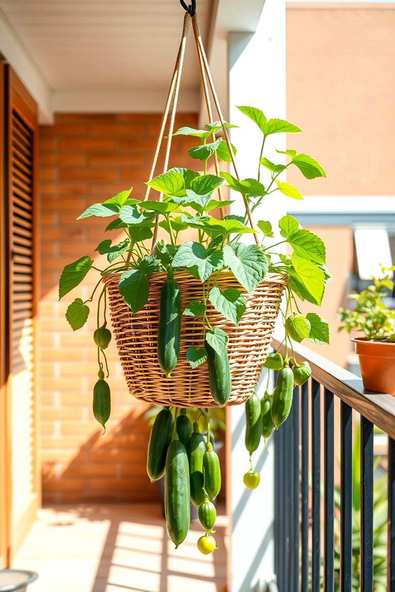 Hanging Basket Trellis - 25 Cucumber Trellis Ideas