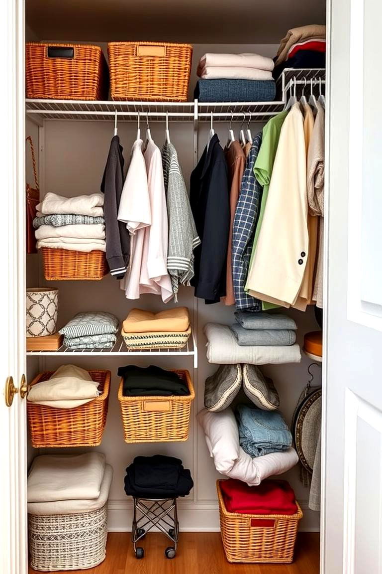 Hanging Baskets for Extra Organization - 25 Closet Ideas