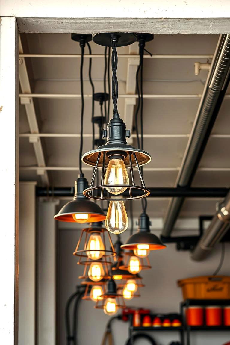 Hanging Industrial Lights for Bold Design - 25 Garage Lighting Ideas