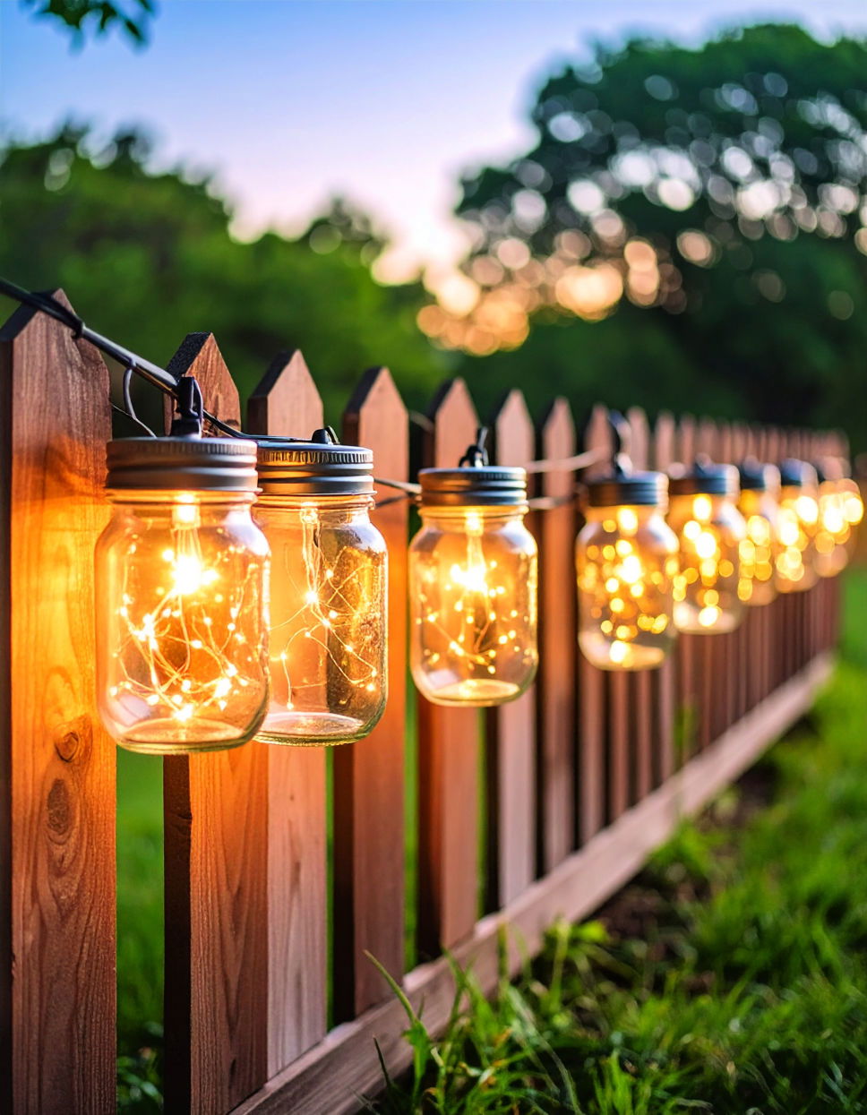 Hanging Lanterns or Lights Fence Art