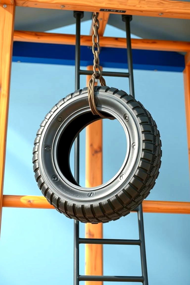 Hanging Tire Swing on a Ladder - 25 Tire Swing Ideas