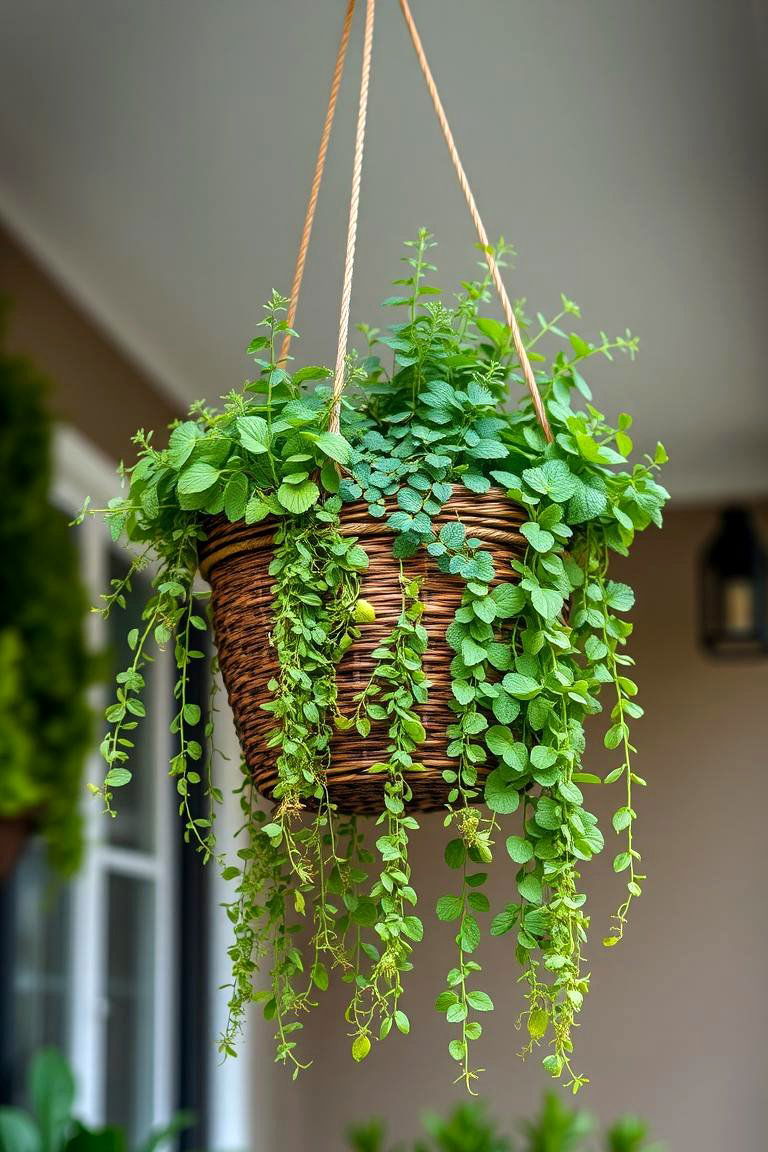 Herb Garden in a Hanging Basket - 25 Herb Garden Ideas