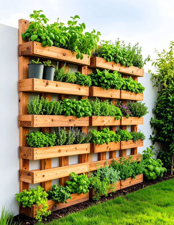 Herb Garden with Vertical Pallets Vertical Pallet Garden Ideas