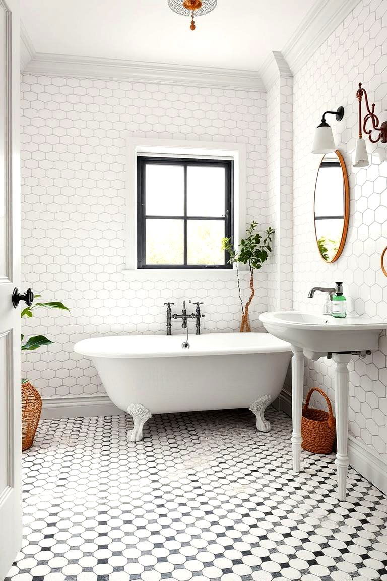 Hexagonal Tile Flooring for Geometric Grace - 25 Traditional Bathroom Ideas
