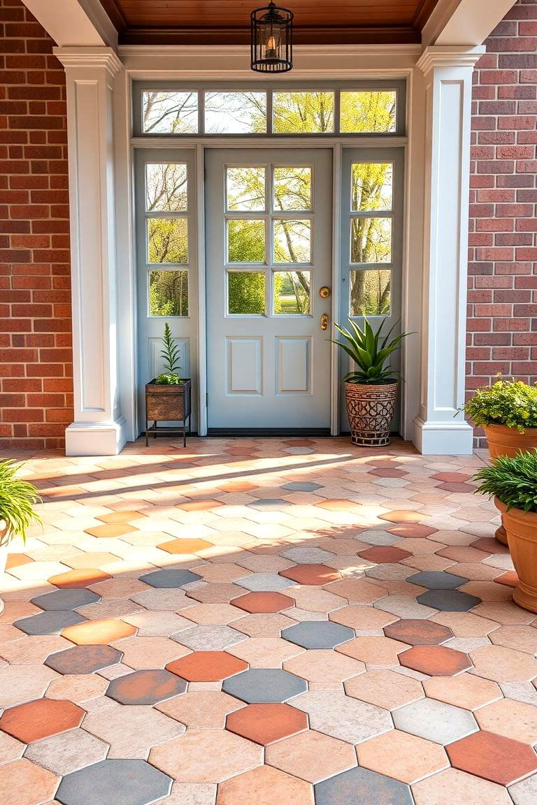 Hexagonal Tiles for a Modern Touch - 25 Front Porch Tile Ideas