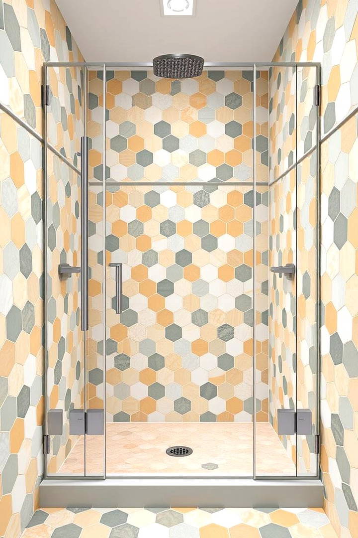 Hexagonal Tiles for a Unique Geometric Touch - 25 Walk-in Shower Tile Ideas