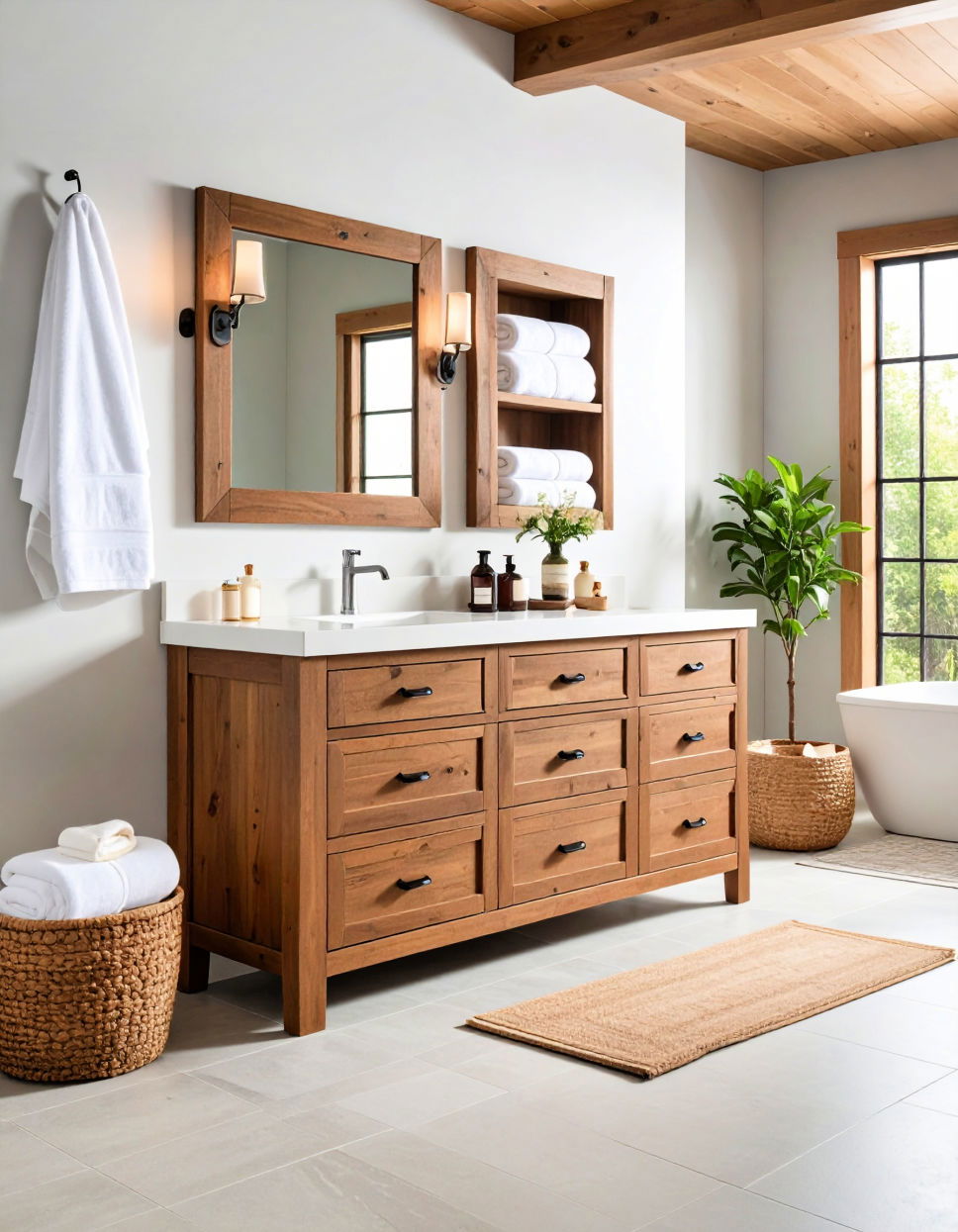 Hidden Towel Compartment in Vanity Towel Storage Ideas